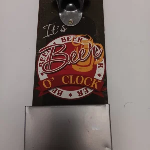 Wooden Bottle Opener Wall Mounted with Cap Catcher, Gifts for Men and Beer Lo...