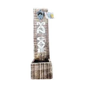 Wall Mounted Bottle Opener OS Brown Rustic Wood Man Cave Garage Cap Catcher